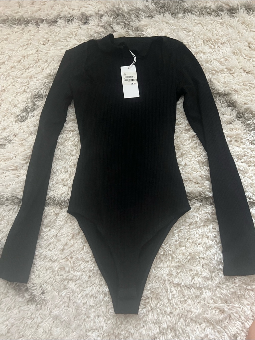 NWT Reformation Women's Long Sleeve Mock Neck Cutout Bodysuit ribbed- Small